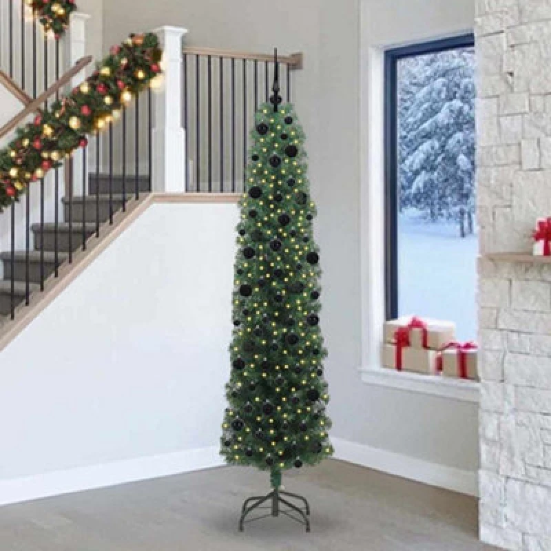 Image of Vidaxl Artificial Christmas Tree With 300 Leds With Stand Green 240 Cm