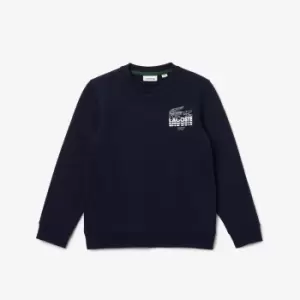 Image of Lacoste Kids Crocodile Branding Cotton Fleece Sweatshirt Size 10 yrs Navy Blue