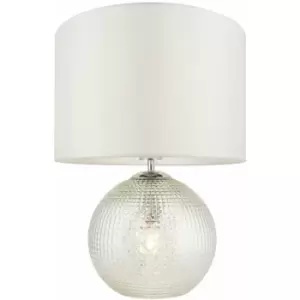 image of Clear Prism Glass Twin Lit Table Lamp Light & Vintage White Fabric Shade