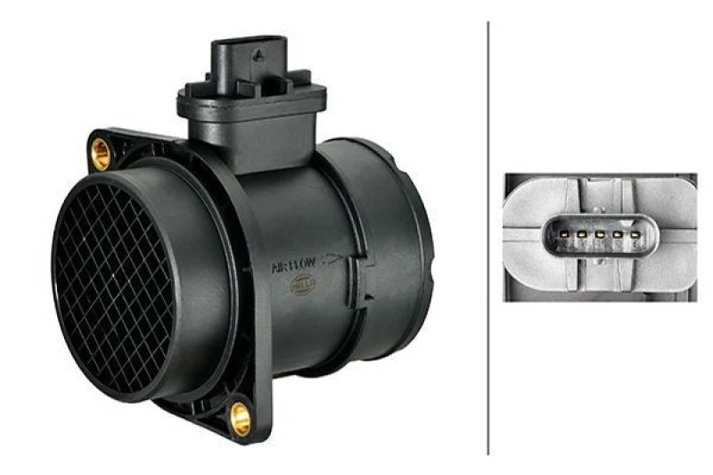 Image of HELLA Mass air flow sensor HELLA 8ET 358 166-581