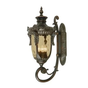 image of 3 Light Outdoor Large Wall Lantern Light Old Bronze IP44, E14