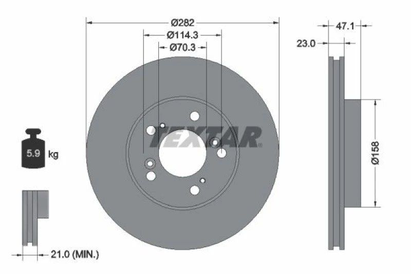 Image of Brake disc TEXTAR 92101000