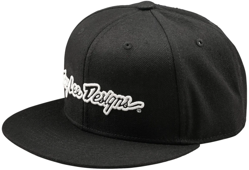 Image of Troy Lee Designs Flat Bill Signature Snapback Cap, Black for Men