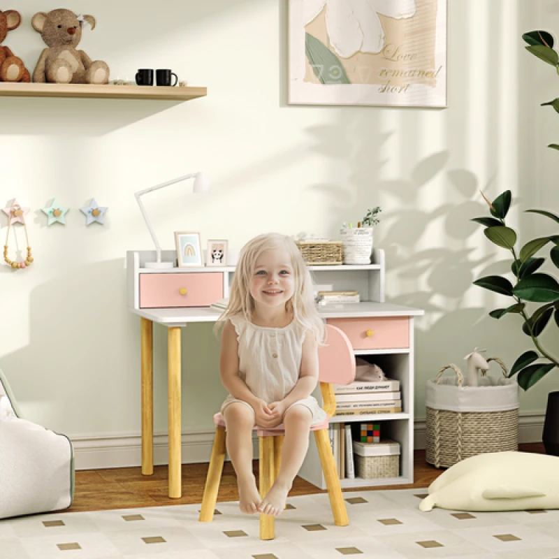 Image of AIYAPLAY Kids Desk and Chair Set for Studying - Reading and Drawing - Pink TJ Hughes 5063603340121