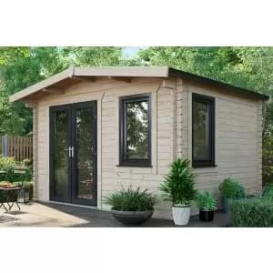 Power Sheds 10 x 12ft Left Hand Door Apex Chalet Log Cabin