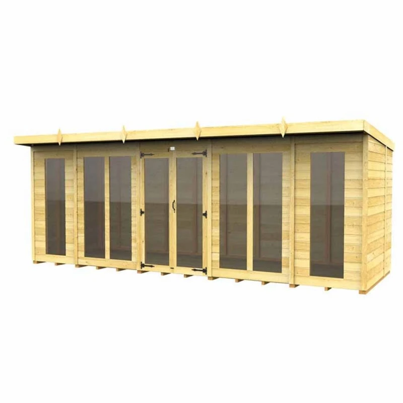 Image of Buttercup Farm 18x5 ft Pent Summer House (Full Height Window) - L147 x W533 x H201cm in Brown Brown Unisex