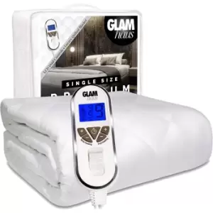 image of Glam Haus Glamhaus Single Size Electric Blanket - Fitted Mattress Bed Cover - White Premium Diamond-quilted