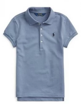 Image of Ralph Lauren Girls Classic Short Sleeve Polo, Blue, Size Age: 6 Years, Women