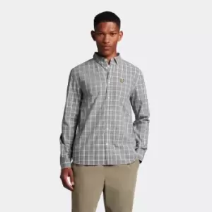 Image of Mens Check Poplin Shirt - Touchline White/ Mid Grey Marl - L