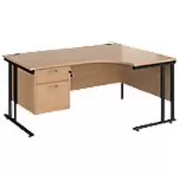 image of Dams International Right Hand Ergonomic Desk MC16ERP2KB 1,600 x 1,200 x 725 x 800 - 990 mm