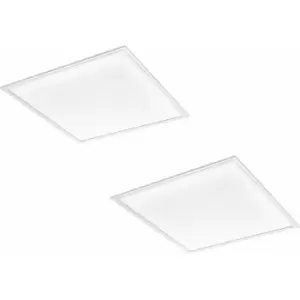 Image of 2 pack Flush Ceiling Panel Light 6205mm White Sqaure Tile 40W LED 4000K