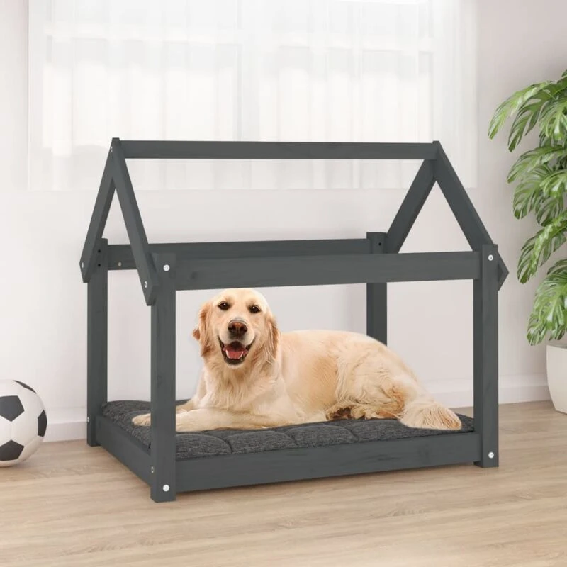 Image of VIDAXL Dog Bed Grey 81x60x70cm Solid Wood Pine Vidaxl 8720287207061