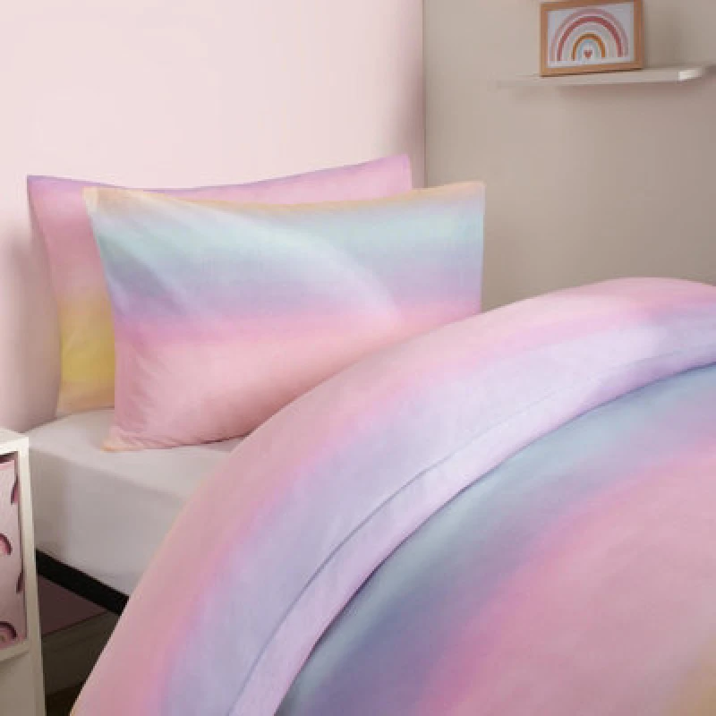 Image of OHS OHS Rainbow Duvet Cover with Pillowcase Quilt Bedding Set Size: Single Multi Single Unisex 5027434171125