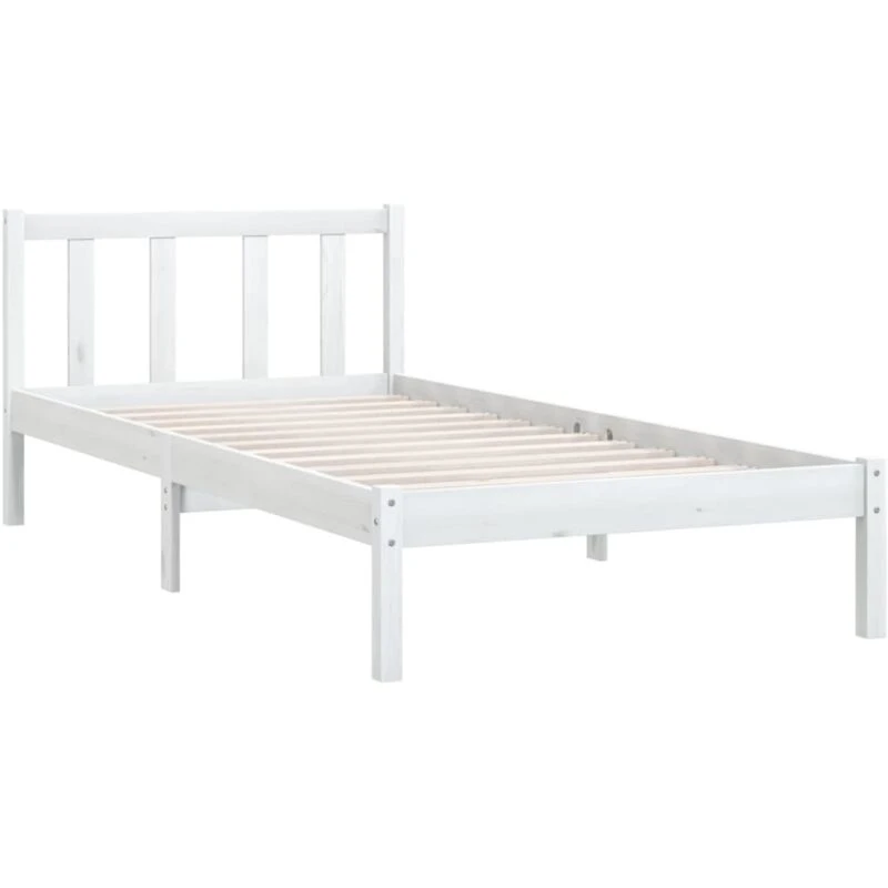 Image of VIDAXL Bed Frame without Mattress White Solid Wood Single vidaXL 8720286671252