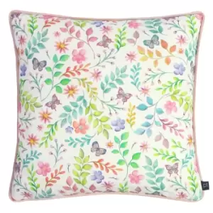 image of Secret Garden Floral Cushion Candyfloss, Candyfloss / 43 x 43cm / Polyester Filled