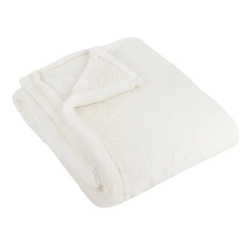 Image of Furn Furn Kallu Double-Sided Faux-Fur Throw in Ecru Size: 150cm x 200cm Ecru 150cm x 200cm Unisex 5025532814661