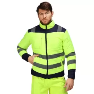 Image of Regatta Mens Baffled Hi-Vis Thermal Top (L) (Yellow/Navy)