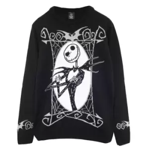 image of Nightmare Before Christmas Womens/Ladies Jack Skellington Portrait Knitted Jumper (XL) (Black)