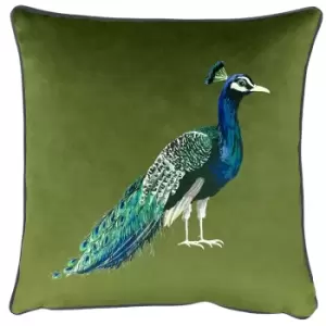 Image of Peacock Cushion Olive, Olive / 43 x 43cm / Polyester Filled
