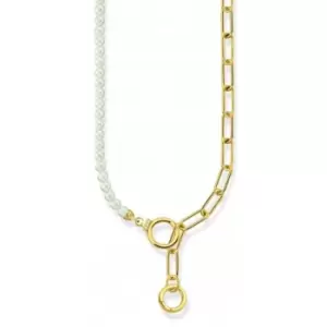 image of Sterling Silver Gold Plated Freshwater Pearls Zirconia Necklace KE2193-445-14-L47V