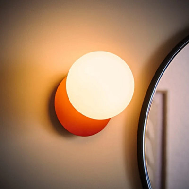 Image of ValueLights ValueLights Darla Frosted Globe IP44 Rated Bathroom Wall Light with LED Bulb in Burnt Orange Burnt Orange One Size Unisex 5059406070310