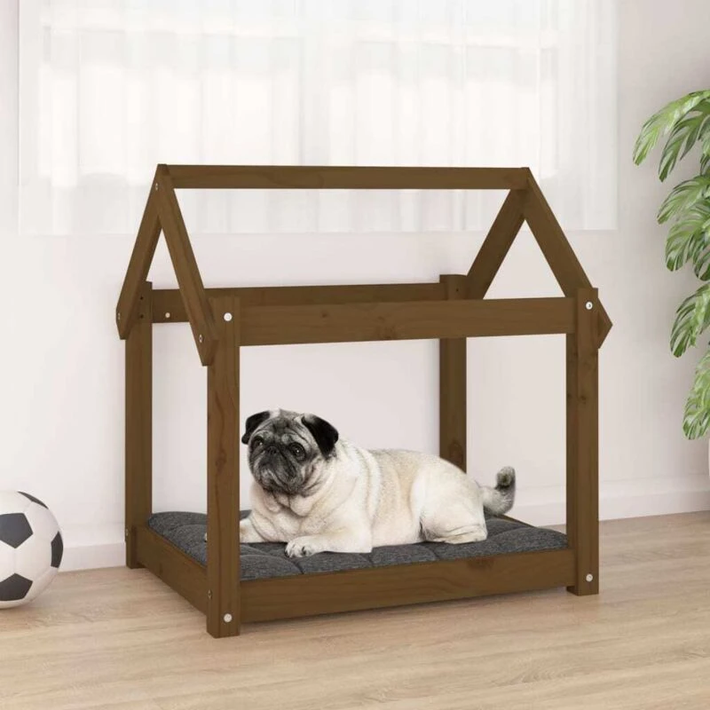 Image of VIDAXL Dog Bed Honey Brown 71x55x70cm Solid Wood Pine Vidaxl 8720287207023