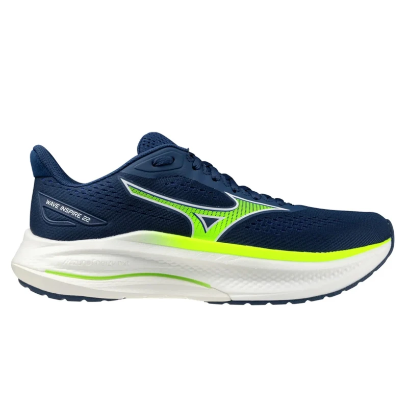 Image of Mizuno Mizuno Wave Inspire 22 Mens Estate Blue/lightning Yellow - Blue / 7.5 / Standard