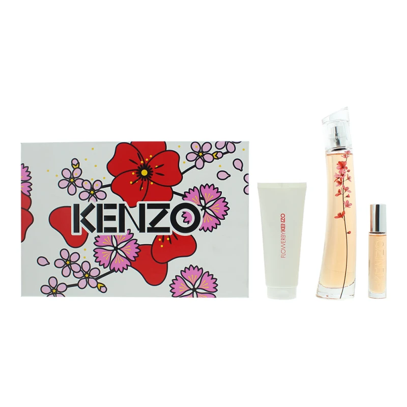Image of Kenzo Flower Ikebana Gift Set 75ml Eau de Parfum + 10ml Eau de Parfum + 75ml Body Lotion