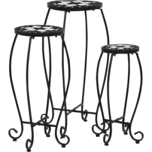 Image of Vidaxl - Mosaic Tables 3 pcs Black and White Ceramic Black