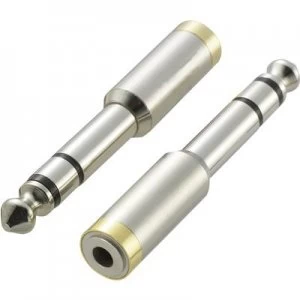 Image of KR1242 Jack Audiophono Adapter 1x Jack plug 6.35mm 1x Jack socket 3.5mm Silver