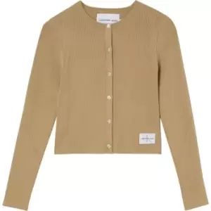 image of Calvin Klein Jeans Badge Knitted Cardigan - Beige