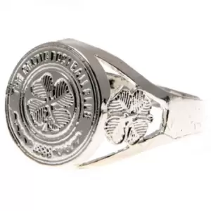 image of Celtic FC Silver Plated Crest Ring (Medium) (Silver)