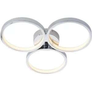 Image of Endon Radius Modern Designer Round LED Semi Flush Ceiling Light Chrome, Warm White, IP44