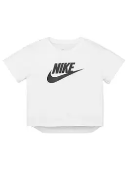 image of Nike Girls NSW Crop Futura T-Shirt - White/Black, Size Xs=6-8 Years, Women