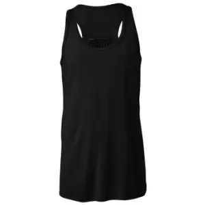 image of Bella + Canvas Youths Girls Flowy Racer Back Tank Top (L) (Black)