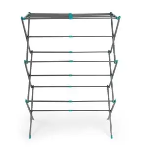 image of Beldray Expandable Foldable 3 Tier Blue Silver Effect Laundry Airer, 7M