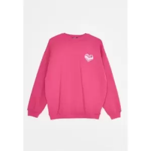 Missguided Plus Size Good Vibes Heart Embroidered Sweatshirt - Pink