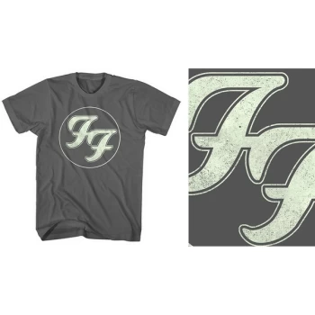 Image of Foo Fighters - Gold FF Logo Unisex Large T-Shirt - Grey