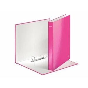 image of Leitz WOW A4 Ring Binder 2 D-Ring for 250 Sheets Maxi Pink Pack of 10