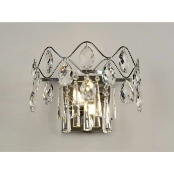Image of Kenzie wall light with switch 2 lights polished chrome / crystal
