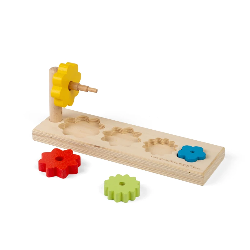 Image of Bigjigs Toys Clasificador de flores juguete de madera para clasificar y apilar educativo y ecologico actividad de aprendizaje temprano regalos Mon