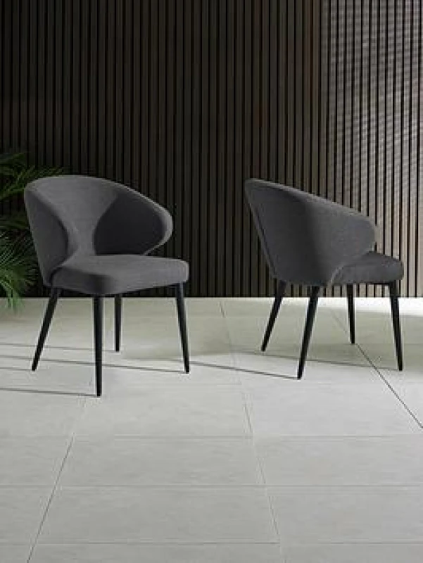Image of SO'HOME Marius Curve Fabric Dining Chairs (Set of 2) Charcoal ONE SIZE