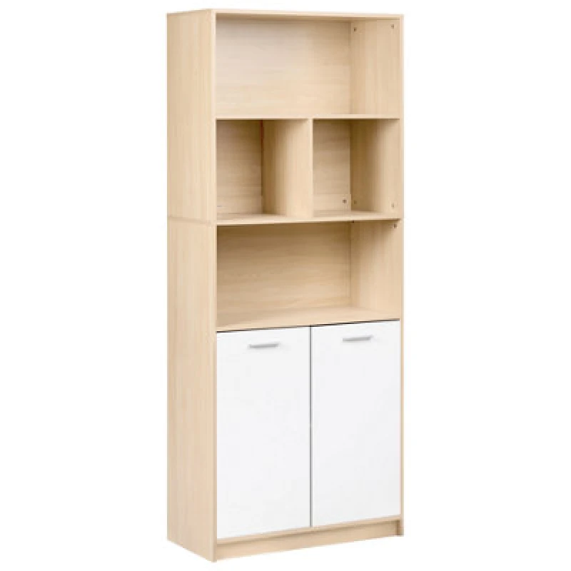 Image of Beliani 2 Door Bookcase Zehna Light Brown/ White