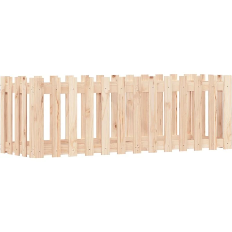 Image of vidaXL Garden Raised Bed w/ Fence Design 150x50x50cm Solid Wood Pine, Brown 832492