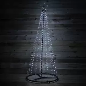 image of Snowtime - 1.8m Maypole Outdoor Tree with 560 Flashing Wire Lights - White