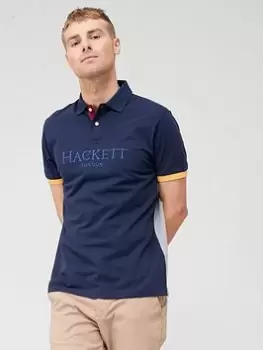 Image of Hackett Hackett Heritage Logo Polo Shirt, Navy, Size L, Men