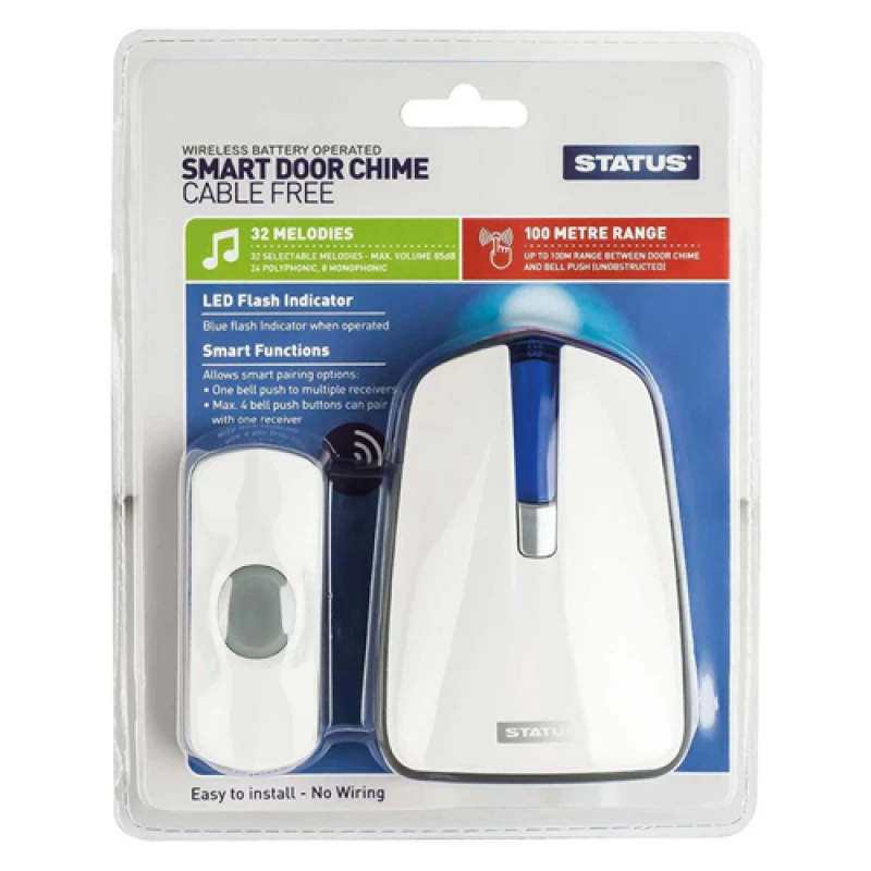 Image of Status Wireless Plug in Door Chime with Strobe - White SWCFDC1PK10