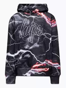 Image of Hype Boys Black Smokey Storm Outline Script Hood, Black, Size 11-12 Years
