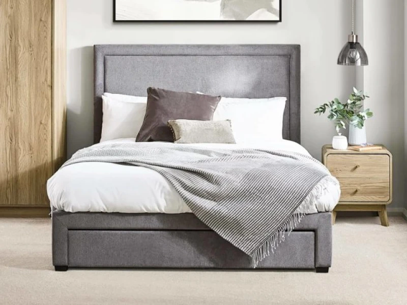 Image of Julian Bowen Mayfair 4 Drawer Storage Grey Fabric Bed Frame - 6ft Super King Size
