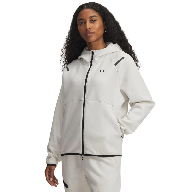 Image of Under Armour Womens Unstoppable Full-Zip Fleece Summit White female 14 (L)